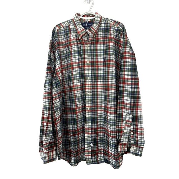 VTG Ralph Lauren XL Red Green Plaid The Big Shirt Oversized Cottagecore Preppy - Picture 2 of 10